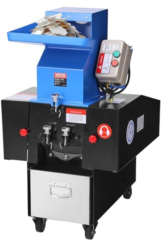 VEVOR Trituradora de Plástico, Granuladora, 2,2 kW, 100-150 kg/h, Pulverizadora y Recicladora con Ruedas, Cuchilla SDK-11 y Malla de 6 mm para PVC, ABS y PTFE, 730 x 520 x 950 mm