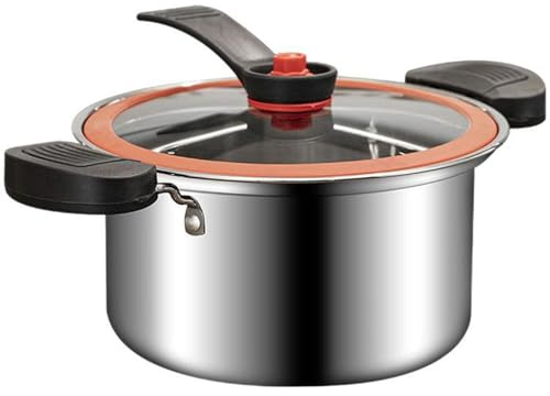 Mini Pressure Cooker, 3.5L Stainless Steel Stock Pot with Lock Handles & See-Through Lid, Non-Stick Micro Pressure Cooker for Gas, Induction, Electric Stoves