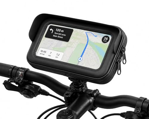 TechDealsUK Waterproof Bike Phone Holder for iPhone 16 Pro Max, Samsung Galaxy S25 Ultra, Google Pixel 9 Pro XL & Smartphones up to 6.8 with 360° Rotating Handlebar Mount & Sun Visor