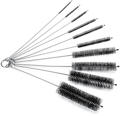 JZK Set 10 Scovolino spazzola spazzolino per pulizia pipa scarico lavandino tubo bottigliette rubinetto beccuccio macchina caffè tatuaggio dispositivo airbrush