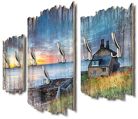 Kreative Feder Haus am Meer Designer Wandgarderobe Flurgarderobe Wandpaneele 95 x 60 cm aus MDF-Holz DTGH012