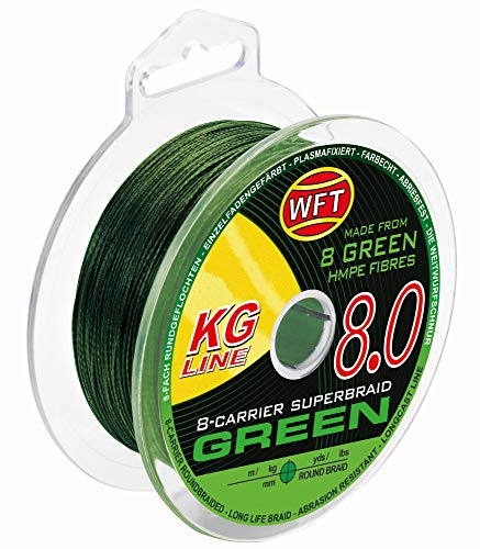 WFT KG 8 grün 600m - Geflochtene Angelschnur, Durchmesser/Tragkraft:0.26mm / 34kg Tragkraft