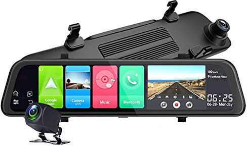 12 Espejo retrovisor 4G Android 8.1, 1080P Mirror Dash CAM GPS Navigation ADAS Cámara de Espejo retrovisor, FHD Dual Lens Dash CAM DVR,No Memory Card