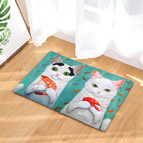 HNHDDZ Paillasson Chat Chien Drole Charmant Animal Rose Rouge Jaune Vert Violet Antidérapant Absorbant D'extérieur D'entrée Intérieur Extérieur Home Salle de Bains Flanelle Tapis (D, 40x60 cm)