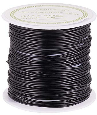 PandaHall - Filo di rame nudo resistente all'ossidazione, 20 gauge, 0,8 mm, per perline di gioielli, per artigianato e perline (nero)