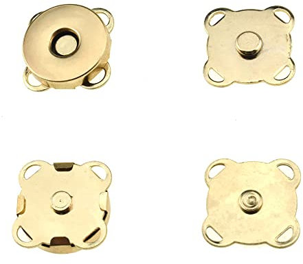 Hahiyo 14.8mm Length Magnetic Buttons Close Effortlessly Strong Bond Manageable Apart Easy Glue Sew-On Fastener Snap Clasps Gold 12 Pieces for Closures Yarn Leather Purses Backpack Canvas Tote