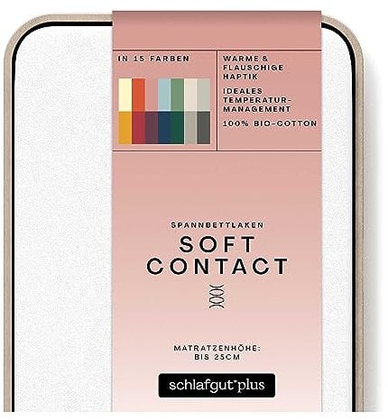 schlafgut Soft Contact Spannbettlaken bis 200x200cm, Full-White aus 100% Biobaumwolle wärmend