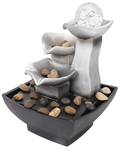 Fuente de mesa, fuente de agua con luces de colores de rocalla de 5 V con bomba, decoración de cascada Feng Shui, adorno de fuente, meditación Zen para la relajación del dormitorio de la oficina en el