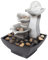 Buachois Schreibtisch Brunnen Deko Wasserfallbrunnen 16,5 x 16,5 x 21 cm 5V USB Netzteil 3 Schichten Kunstharz Mini Wasserfall Feng Shui Zimmerbrunnen mit Pumpe und Steinzubehör