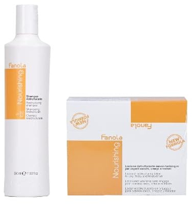 Fanola Nourishing Renovierungs-Shampoo 350 ml + Lotion ohne Spülen 12 Ampullen