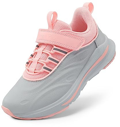 DREAM PAIRS Kids Zapatos Deportes para Niños y Niñas Tenis para Chicos Zapatillas Deportivas Protectoras para Caminar Serie Durastep,Size 31,Gris Claro/Rosa,SDRS2335K