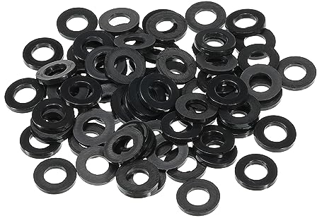 PATIKIL M6 Nylon Flache Unterlegscheiben 80 Packung 6mm ID 12mm AD 1,5mm Dick Dichtungsringe Beilagscheiben Dichtring für Wasserhahn Rohre Wasser Schlauch Befestiger Bolzen Schwarz