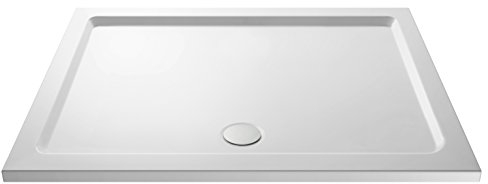 Balterley 1300 x 800 mm Rectangular Shower Tray, Slimline Shower Trays, Durable Stone Resin Base Trays for Bathroom Enclosure Cubicle, Lightweight Rectangular Tray for Wetroom Showers (White)