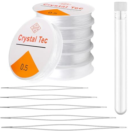 Clear Bracelet Elastic String for Bracelets Making, 0.5mm Crystal Clay Bead Elastic Cord Thread String Stretchy for Jewellery Making - 6pcs