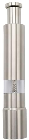 Push Pepper Grinder, Stainless Steel Pepper Mill Grinder, Salt and Pepper Wooden Salt Grinder Refillable, Adjustable Salt and Pepper Grinder Hand Pepper Grinder - Food Grade