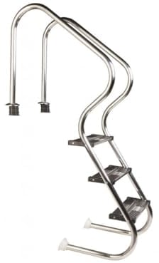 poolomio Échelle de Piscine en Acier Inoxydable pour piscines Plus Profondes - 3 marches - Antidérapante - Robuste - Convient pour Les piscines de Plus de 1,10 m de Hauteur