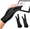 SUNTRADE 2 Pack Drawing Glove, Artist Glove with Two Fingers for Drawing Tablet iPad, Digital Art Palm Rejection Glove, Good for Left and Right Hand (L)