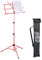 Relaxdays Notenständer, klappbares Notenpult, HBT: 140 x 53 x 49 cm, ausziehbar, aus Metall, Gitarre, Geige, Gesang, rot