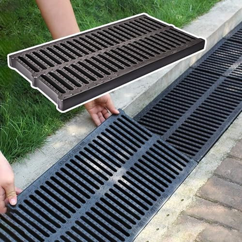Canaletta Scolo Acqua Piovana Copertura Canaletta Scarico Acqua Piovana con Griglia, Griglia di Scarico a Canale per Cortile/ Terrazza/ Azienda Agricola/ Fabbrica, Filtro per Grondaia da Esterno per F