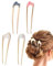 Zeayebsr 4 Piezas Horquillas en Forma U Palillo de Estilo Francés de Concha de Tortuga Pelo de Metal Palos de Horquilla Clavijas de Moño para Mujeres Niñas，curly bun hair claw clips，hairpin
