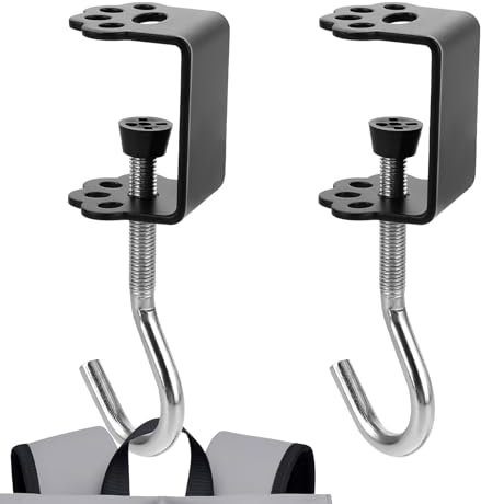 Grevosea 2 PCS Desk Mount Bag Holder Hook, Universal Cat Claw Shape Desk Hanger Portable Under Desk Clamp Hook Black Backpack Hanger for Backpack Table Purse Clothes Handbag Storage Decor
