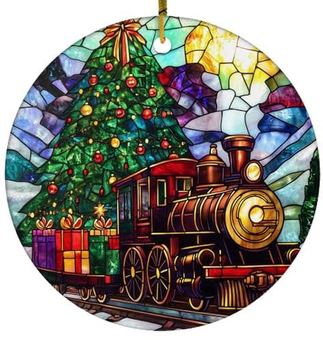 Runde Weihnachtsbaum Deko Baumschmuck „Polarexpress“ Weihnachtsbaum Dekoration Keramik Weihnachten Baum Hängen Anhänger Klassische Weihnachtsdekoration Für Wohnzimmer Auto Wände