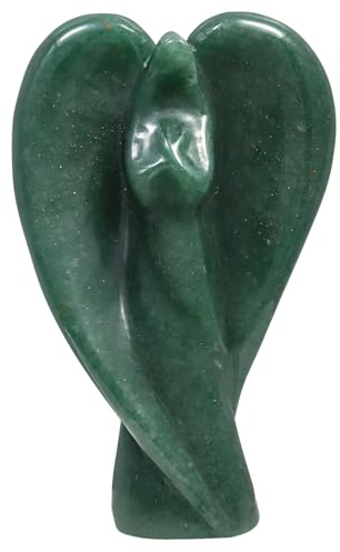 dssmboom Grün Aventurin Kristall Engel Figur Schutzengel Statue | Hand geschnitzt Naturkristall Stein Engel Figur für Home Office Tischplatte Dekor Heilung Engel Statue Stein für Meditation