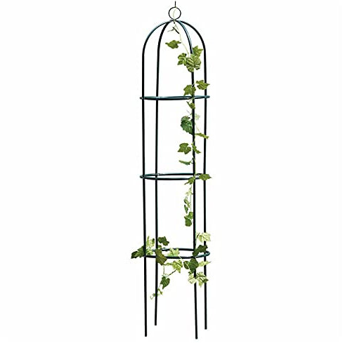 Crystals Garden Obelisk – 1.9M Heavy Duty Steel Frame Trellis for Climbing Plants, Metal Obelisk Vegetables & Flowers, Weatherproof Design for Yard & Patio_Green (1 X Garden Obelisk)