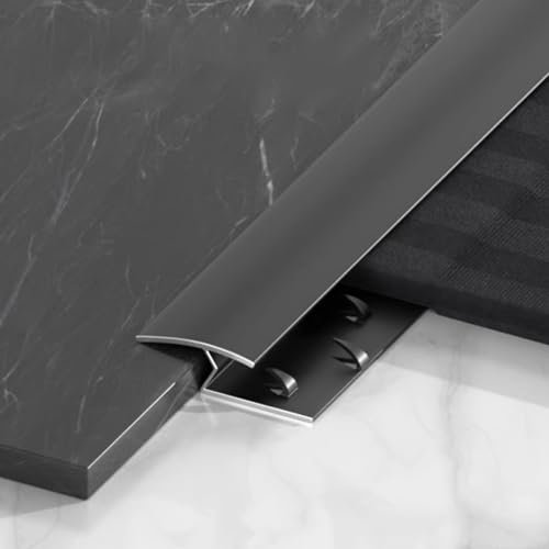 Blazea Non Slip Carpet Floor Transition Strip Aluminum Alloy, Indoor Carpet to Tile Threshold Cover, Z Molding Carpet Edge Gripper with Teeth(Black,0.9m(35in))