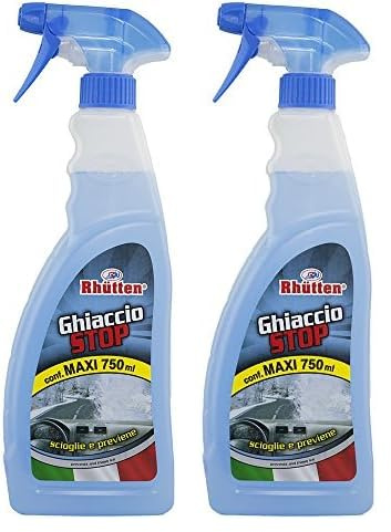Rhütten Ghiaccio Stop, Scioglie Velocemente Il Ghiaccio dalla Carrozzeria dell'Auto (Parabrezza, Serrature, Tergicristallo), Protegge e Ostacola la Formazione del Ghiaccio, Formulato Liquido 750ml