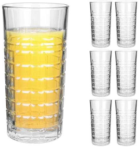 KADAX Lot de 6 verres à cocktail en verre de 350 ml, lavables au lave-vaisselle, pour jus, eau et cocktails