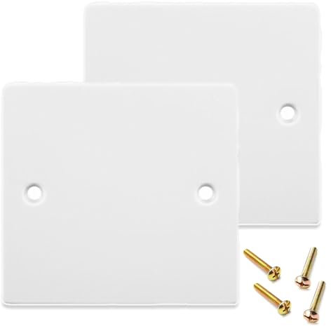 2 Pack Single Blanking Socket Plate – White PVC Wall Hole Cover Plate for Home Electrical Outlets | Ideal for Renovation & DIY Users(86mm x 86mm)