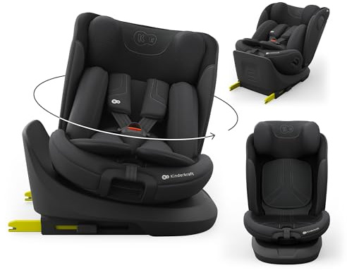 Kinderkraft I-GROW 2 PRO Seggiolino auto 0-36 kg, I-SIZE 40-150 cm, Seggiolino 360 girevole, con Isofix Base, Reclinabile Posizione sdraiata, Poggiatesta regolabile, Gruppo 0 1 2 3, Nero