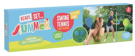 M&H Swing Tennis Set Outdoor Family Game – Includes Real Tennis Ball and 2 Power Bats Swing Ball Game for Garden Kids & Adults Ideal for Ages 6+