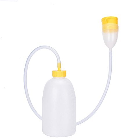 YUMSUM Travel Male Bed Urinal Pee Bottle Night Drainage Container Urine Collector with Tube for Men,1700 ML (Yellow)