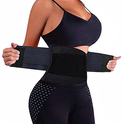 VENUZOR Waist Trainer Belt for Women - Waist Cincher Trimmer - Slimming Body Shaper Belt - Sport Girdle Belt (UP Graded)(Black,Medium)