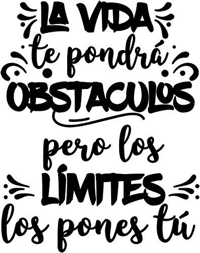 CrisPhy® Frase Vinilo La vida te pondra obstaculos Vinilos decorativos, Pegatina frases motivadoras para pared. Pegatinas para decorar habitaciones.Vinilos frases (Alto 40cm por 30cm)