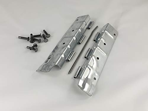 OuM Lot de 4 charnières avec rivets pour rehausseur de palette, plate-bande surélevée - Tôle d'acier galvanisé - Longueur totale : 214 mm
