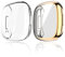 MJRom Hülle Kompatibel mit Fitbit Versa 3/Sense Schutzhülle, [2 Stücke] Vollständige Abdeckung Weiche TPU Cover Case Schutzfolie für Sense/Versa 3 Smartwatch (Klar+Bronze Gold)