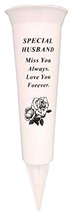 Graveside Memorial Vases/Flower Holders Ornament, Engraved with a Funeral Verse | A Personalised Plastic Spike Grave Decoration Ornament for your Loved Ones (Special husband)