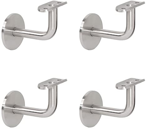 PRIOstahl Handlaufhalter Handlauf Wandhalter Handlaufstütze - 4 x Handlaufträger an Rundrohr Ø 42,4 mm zum Anschrauben Flach an die Wand für M8 Stockschraube für Geländer aus Edelstahl V2A