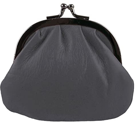 Oakridge Leather Ladies Compact Soft Clasp Coin Purse - Battleship Grey