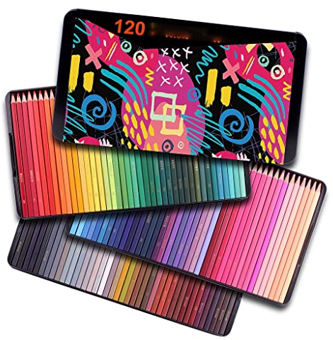 Samnuerly 120/180/520 Buntstifte Professionelles Set Weicher Kern auf Wachsbasis Art Sketching Shading Coloring Tin Box (Color : A Size : 180 Colors) (A 120 Colors) (A 120 Colors)