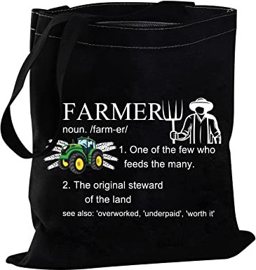 MYSOMY Farmer Definition Tragetasche Noun Geschenk Traktor Bauer Lustiges Geschenk Landwirtschaft Wiederverwendbare Lebensmittel Schultertaschen, Schwarz , Einheitsgröße