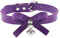 Duories Leder Choker Kette,Halsband aus Leder mit Schleifenknoten und Glöckchen,Verstellbarer Choker 30 cm–40 cm für Damen Herren,Geeignet für Abschlussball, Date, Party, Club, Bar, Konzert,Lila