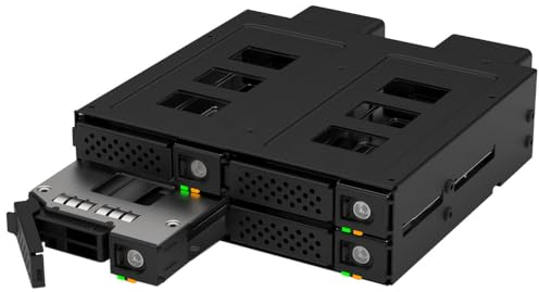 Kingwin Metal U.2 Oculink Hot Swap Mobile Rack for 5.25” Bay, Rack Mount, Support PCIe 4.0, 4x NVMe SSD, Universal Compatibility, Tool-Free Installation, Optimized Cooling