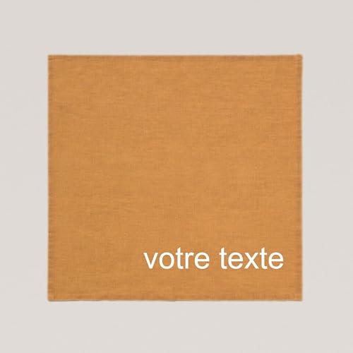 Personalisiert Personalisierbare Serviette aus Leinen mit Vornamen-Stickerei, Text – maschinenwaschbar (Kamel)