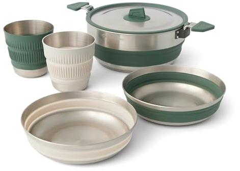 Sea to Summit Detour Stainless Steel One Pot Cook Set 2P 5-teilig - Kochset green-grey