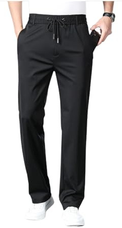 Herren-Hose, gerade, knitterfrei, lässig, Eisseide, atmungsaktiv, schnell trocknend, Stretch, leger, gerade, schmale Hose