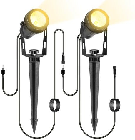 B-right 2 Packs Garden Spotlights with 3m Wiring Cable,Only Extension Warm White Garden Spike Lights for Garden Outdoor(No Plug,IP65 Waterproof)